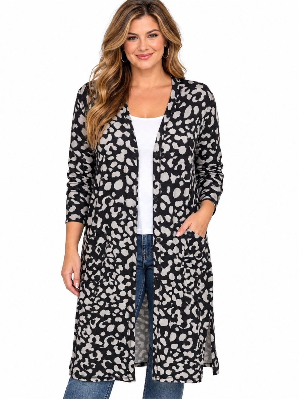 Celeste Leopard Print Button Cardigan
